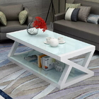 Rectangle Metal Tempered Glass Table Home Office Coffee Table ISO 9001